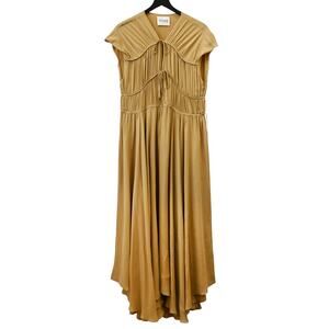 Tove Tan Flores Silk Georgette Gathered Maxi Dress Size 40 US 8